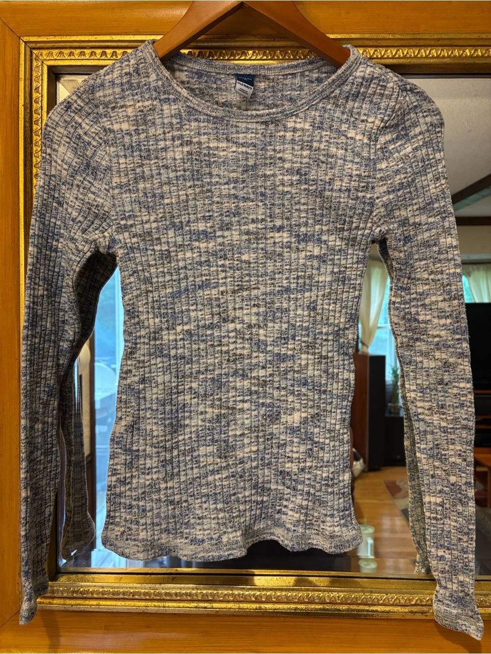 Old Navy Blue Space Dye Ribbed Long Sleeve Plush Tee - Size XS
